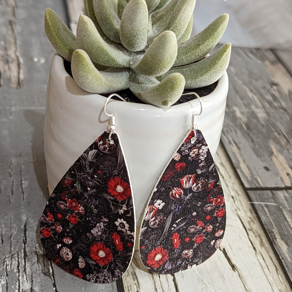 3 for $6 Item: Gothic Floral Faux Leather Earrings NEW!